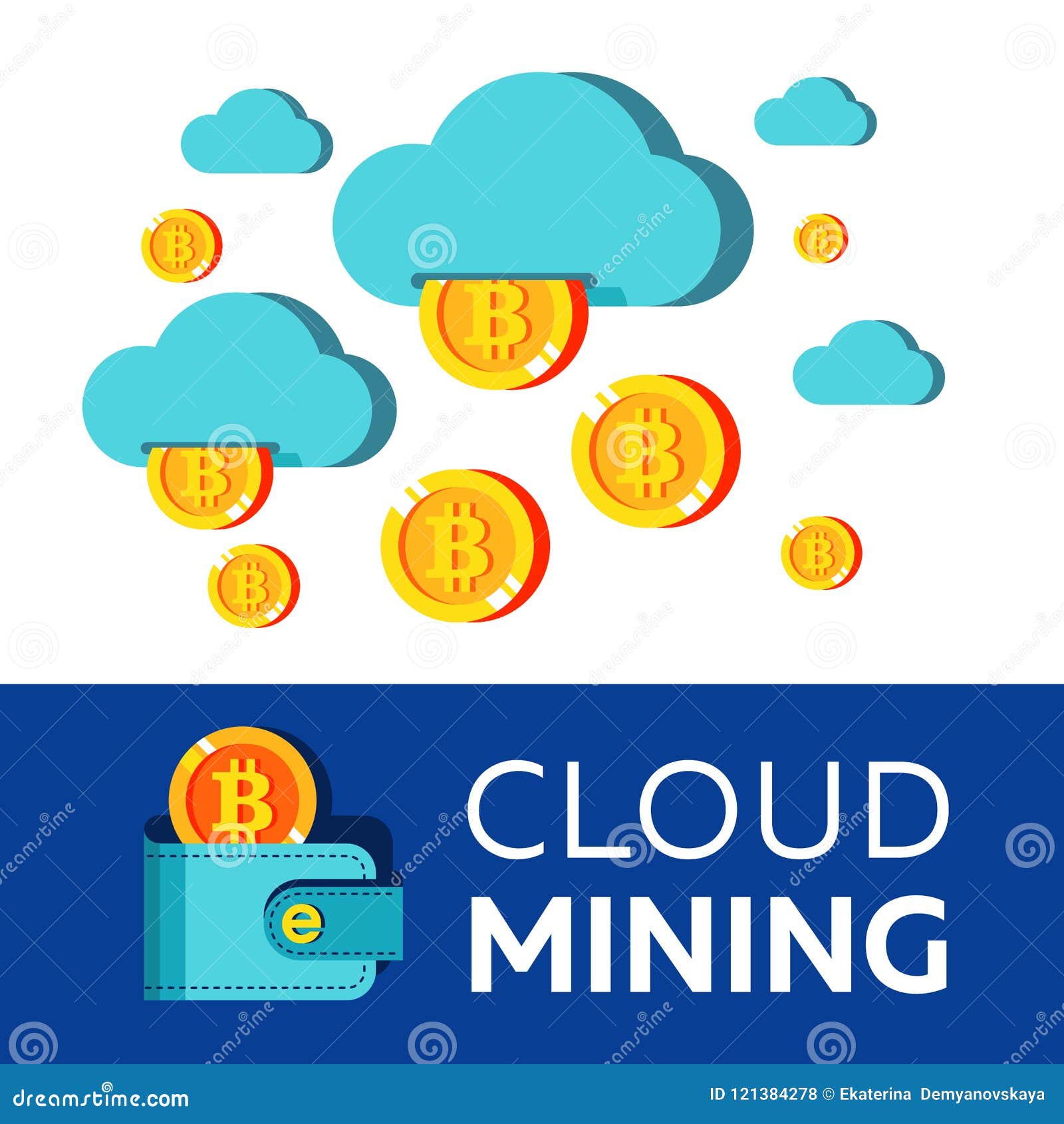Bitcoin Mining Vector Conceptual Illustration Cryptocurrency - 
